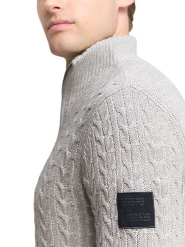 TOM TAILOR Troyer Strickpullover mit Zopfmuster