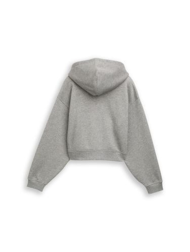 Cropped Hoodie Sweatjacke in Glitzer-Optik