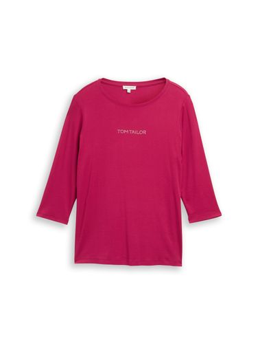 TOM TAILOR Plus Size - Slim Fit Langarmshirt mit Glitzer-Logo 54