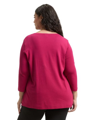 TOM TAILOR Plus Size - Slim Fit Langarmshirt mit Glitzer-Logo