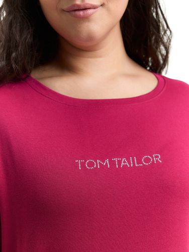 TOM TAILOR Plus Size - Slim Fit Langarmshirt mit Glitzer-Logo