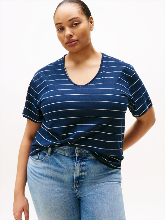 TOMMY HILFIGER CRV MODERN CO LINEN V-NK SS 46