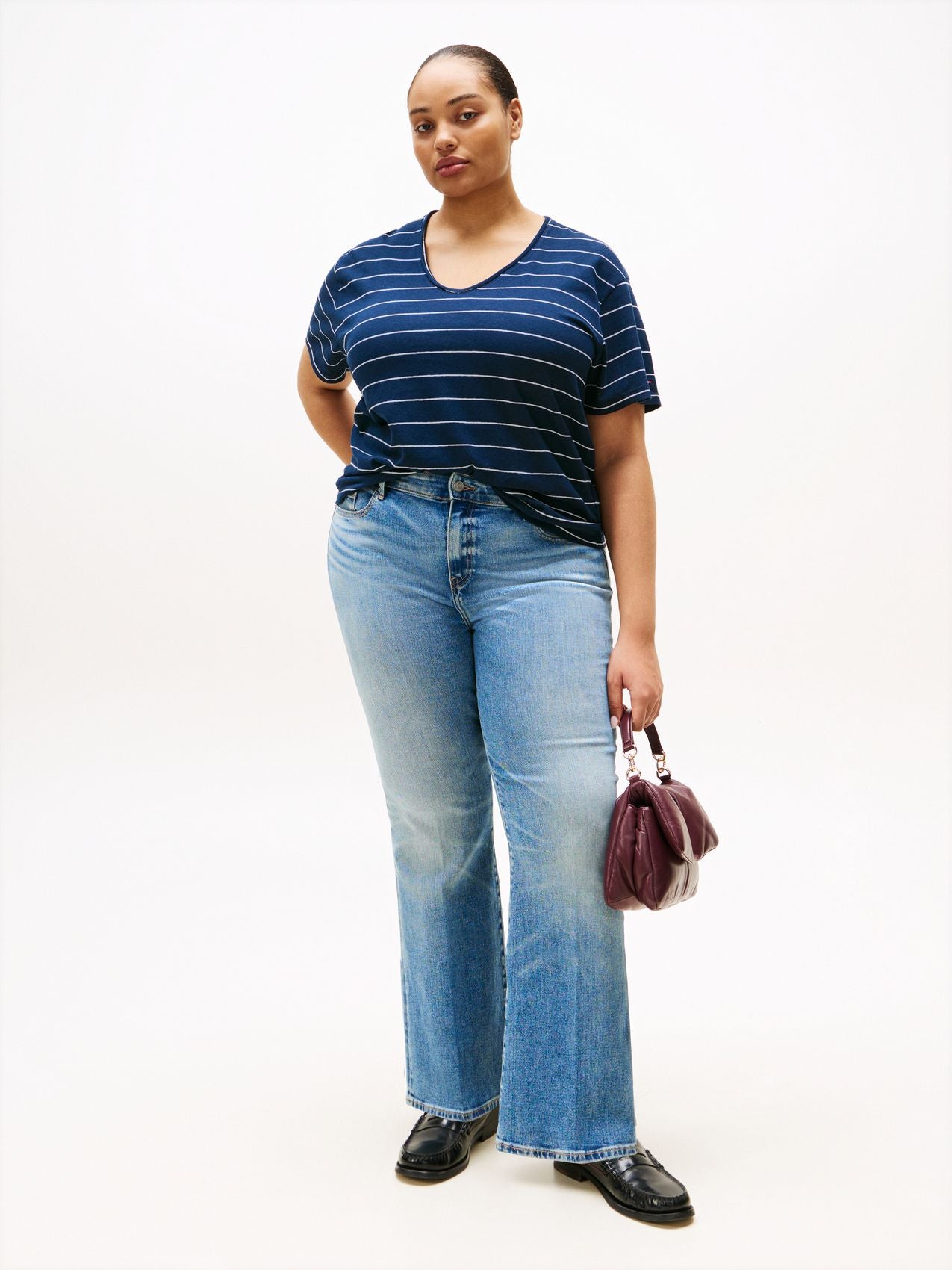 TOMMY HILFIGER CRV MODERN CO LINEN V-NK SS
