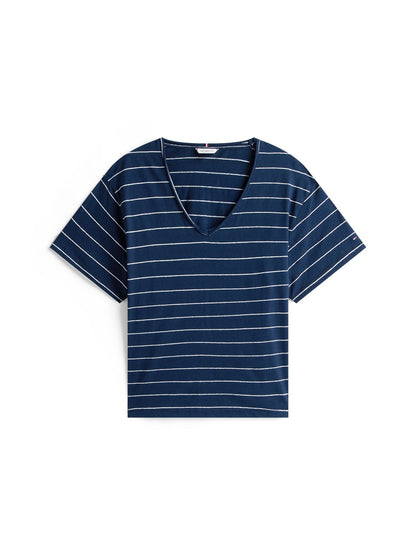 TOMMY HILFIGER CRV MODERN CO LINEN V-NK SS