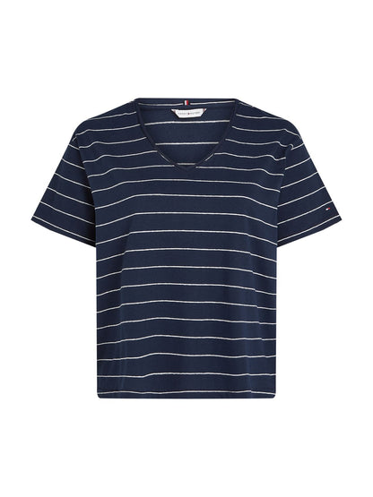 TOMMY HILFIGER CRV MODERN CO LINEN V-NK SS