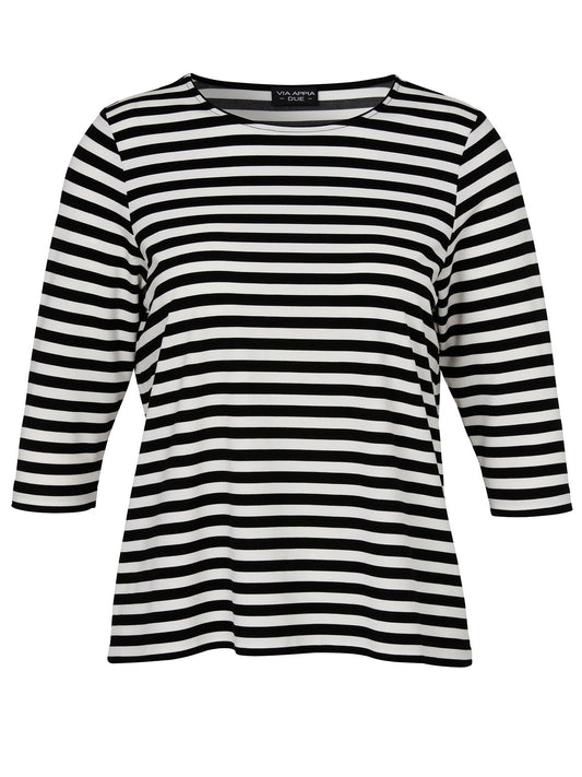 VIA APPIA T-Shirt Rundhals 3/4 Arm Ringel 50