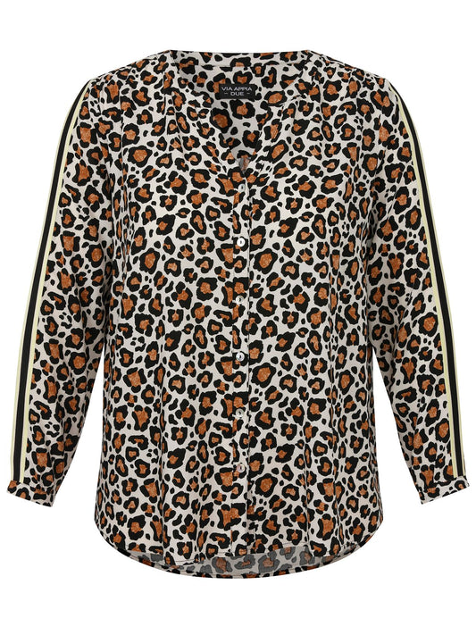VIA APPIA Bluse V-Ausschnitt 1/1 Arm Druck 54