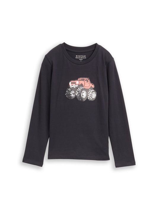 TOM TAILOR Langarmshirt mit Wendepailletten Default Title
