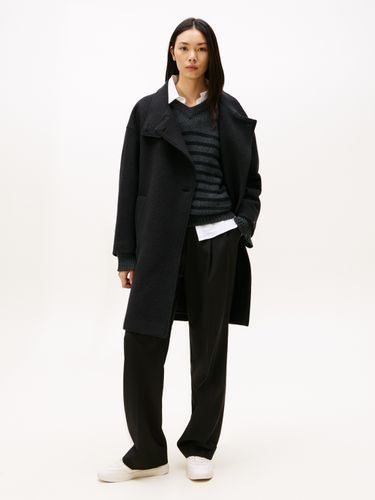 TOMMY HILFIGER WOOL TEXTURE REG FUNNEL NK COAT