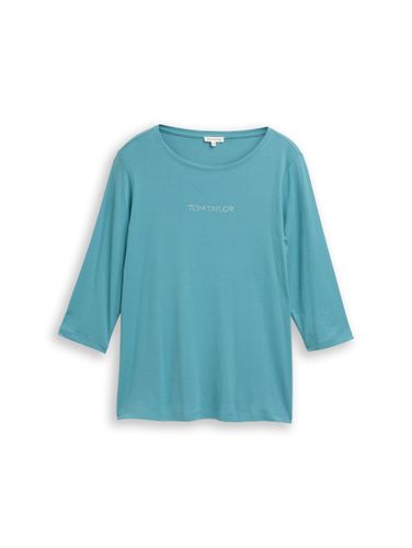 TOM TAILOR Plus Size - Slim Fit Langarmshirt mit Glitzer-Logo 48