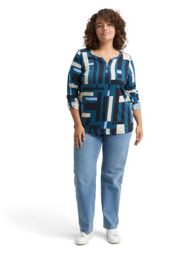 TOM TAILOR Plus Size - Henley Blusenshirt mit Muster