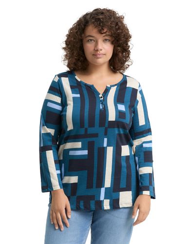 TOM TAILOR Plus Size - Henley Blusenshirt mit Muster