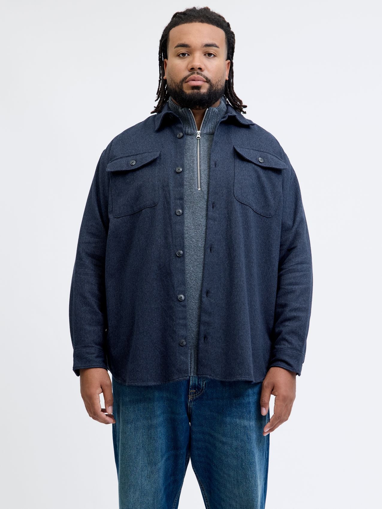 JACK & JONES JPRRAYLE MELANGE SOLID L/S OVERSHI PLS