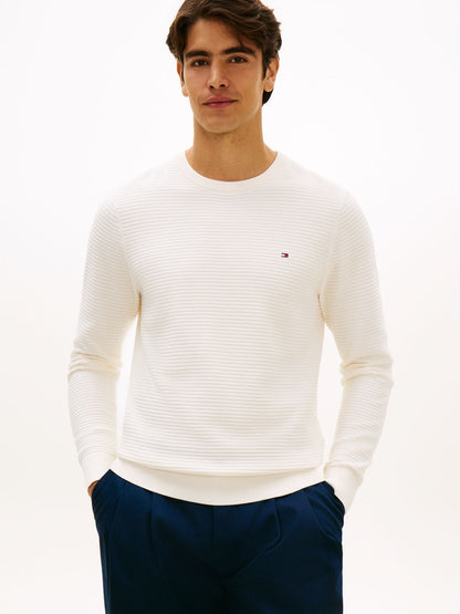 TOMMY HILFIGER Rundhalspullover mit Strukturstrick