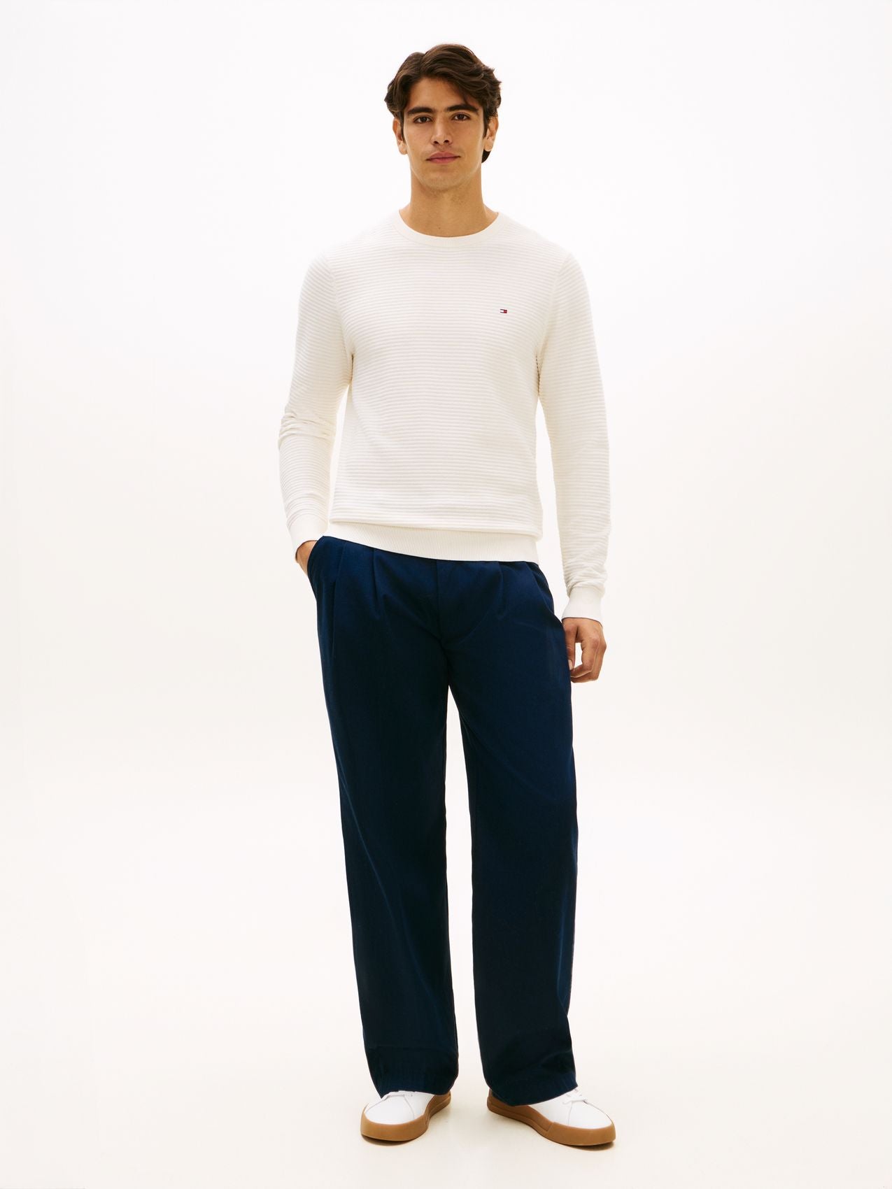 TOMMY HILFIGER Rundhalspullover mit Strukturstrick