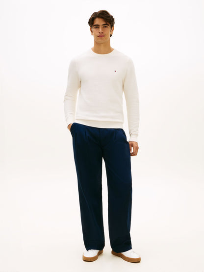 TOMMY HILFIGER Rundhalspullover mit Strukturstrick