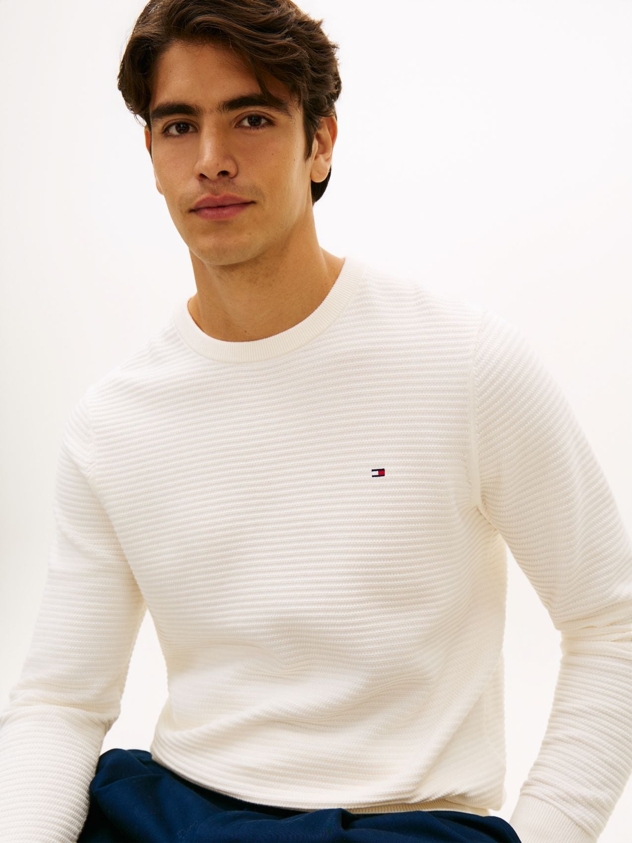 TOMMY HILFIGER Rundhalspullover mit Strukturstrick