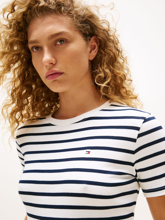 TOMMY HILFIGER Flag Embroidery Crew Neck Slim T-Shirt