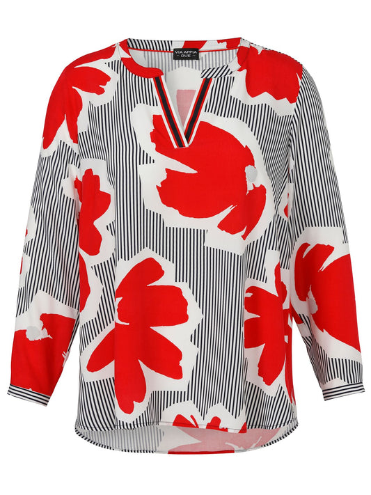 Bluse V-Ausschnitt 1/1 Arm Druck Druck