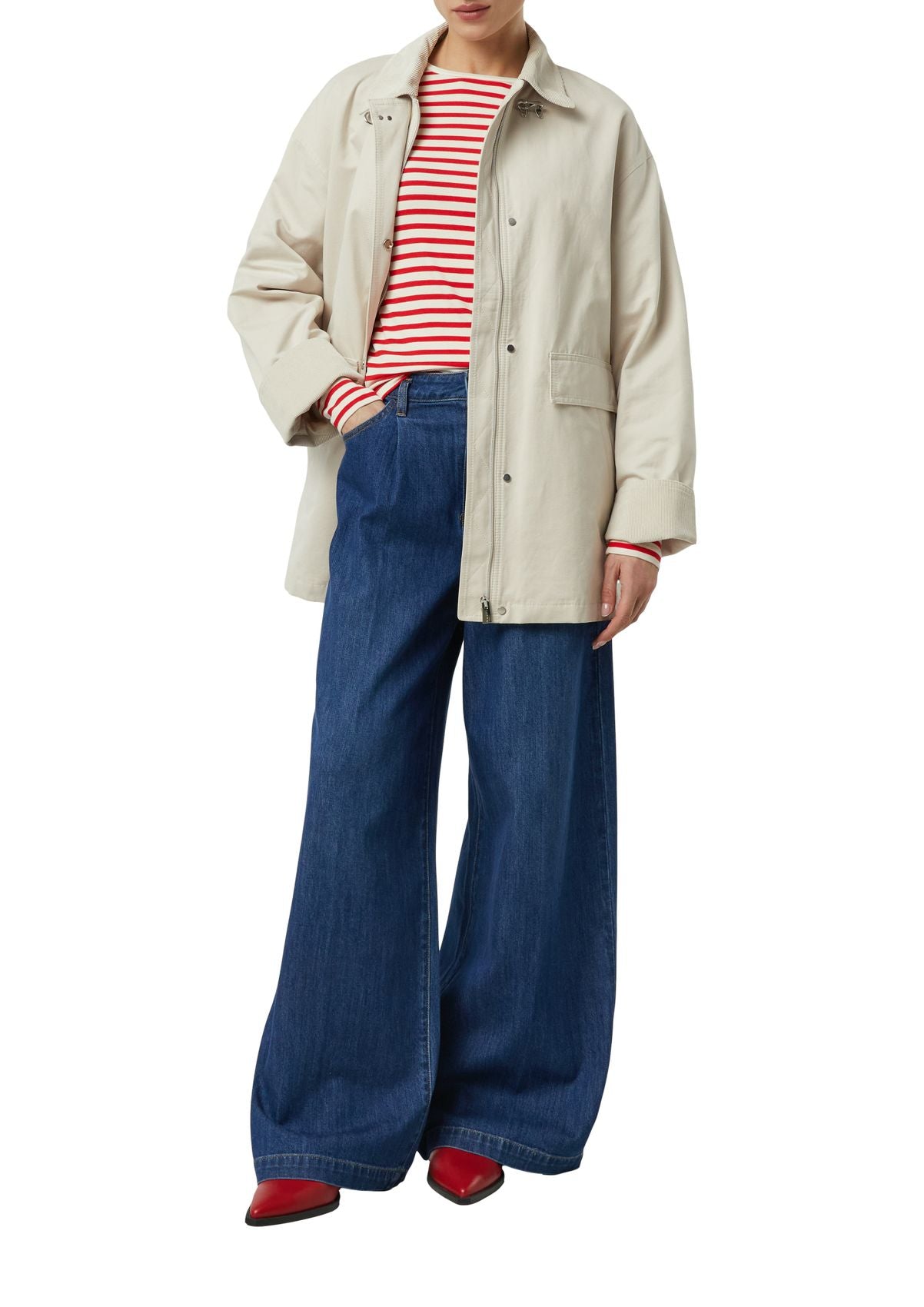 Gestreiftes Langarmshirt mit Stick Motiv