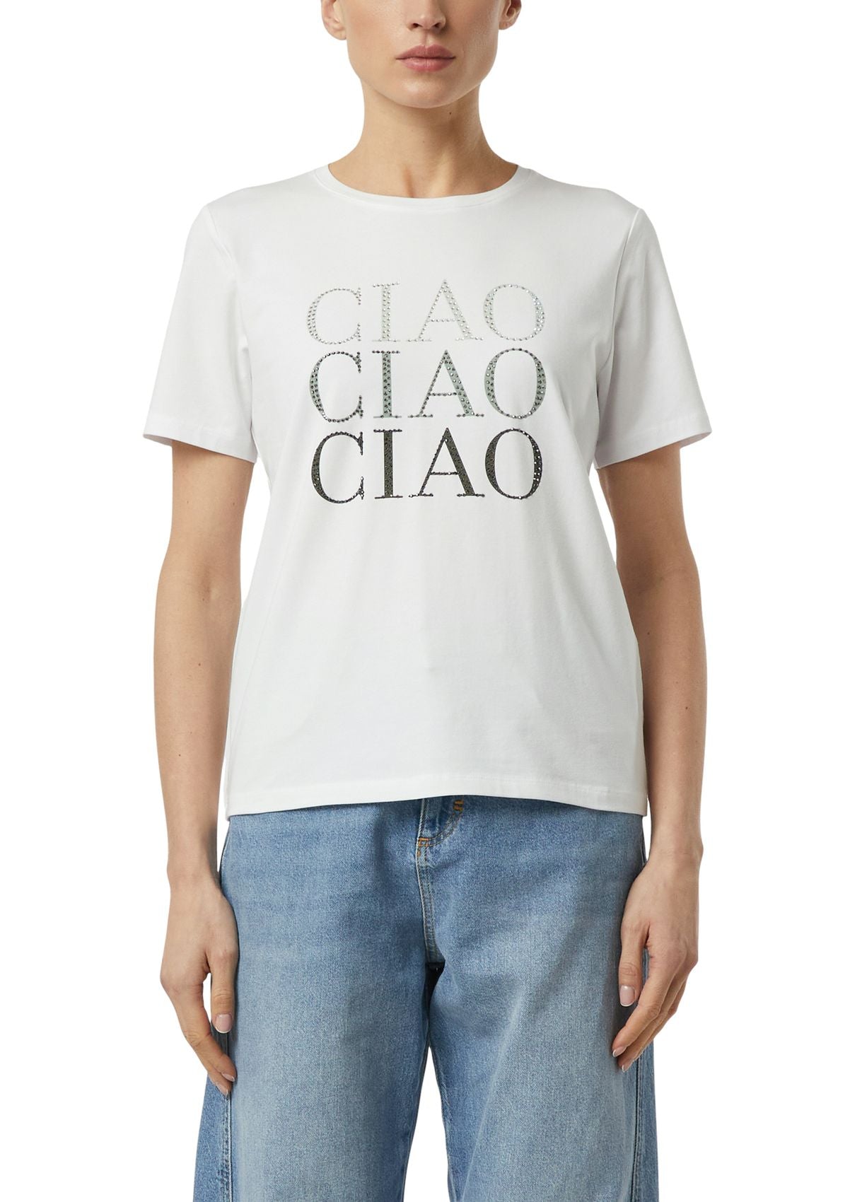 COMMA Jersey-T-Shirt mit Strasssteinchen
