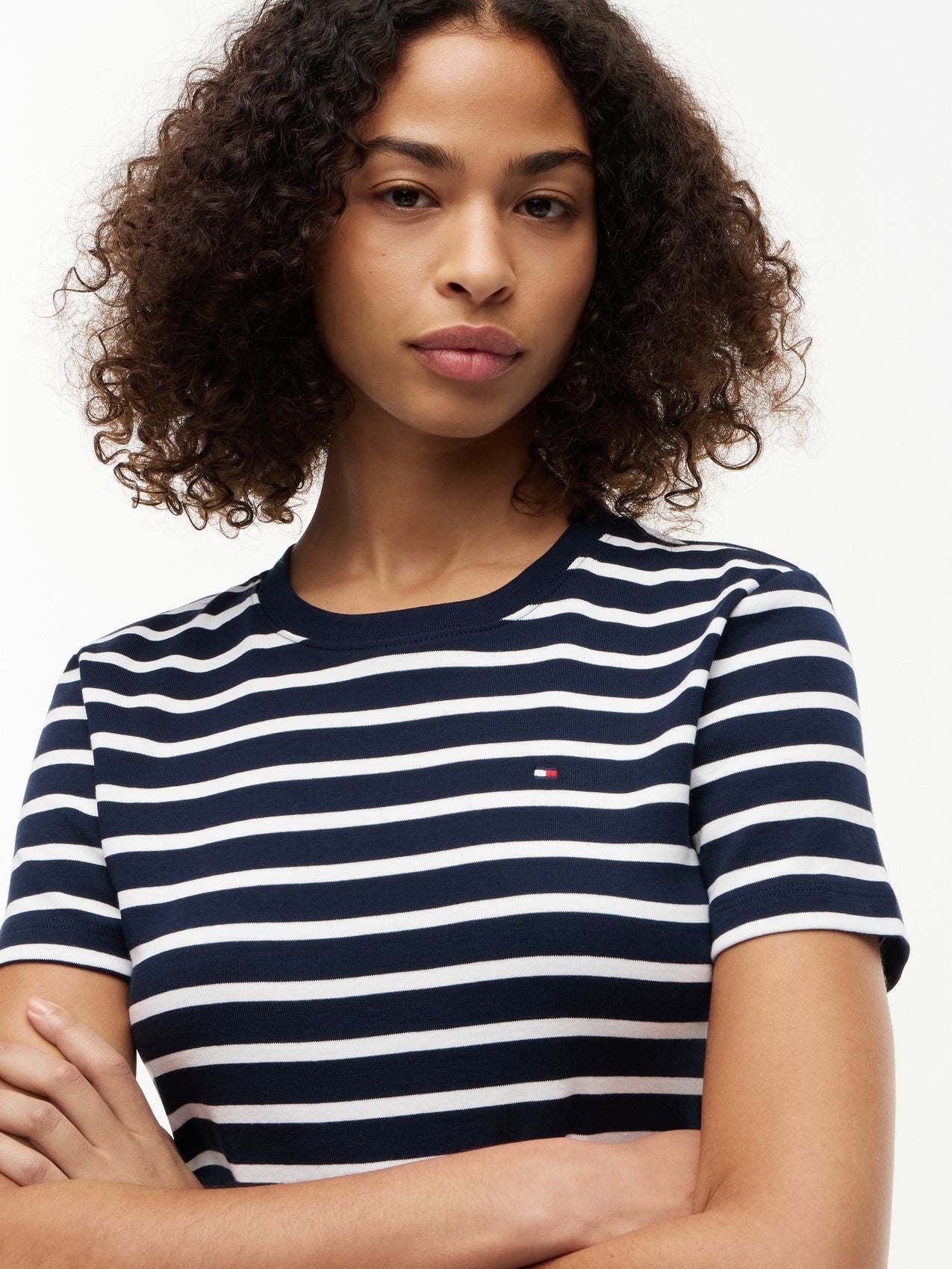 TOMMY HILFIGER Flag Embroidery Crew Neck Slim T-Shirt