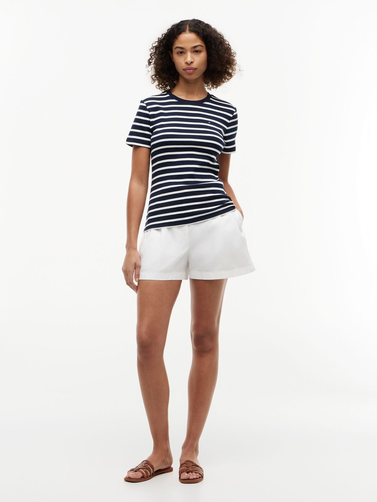 TOMMY HILFIGER Flag Embroidery Crew Neck Slim T-Shirt