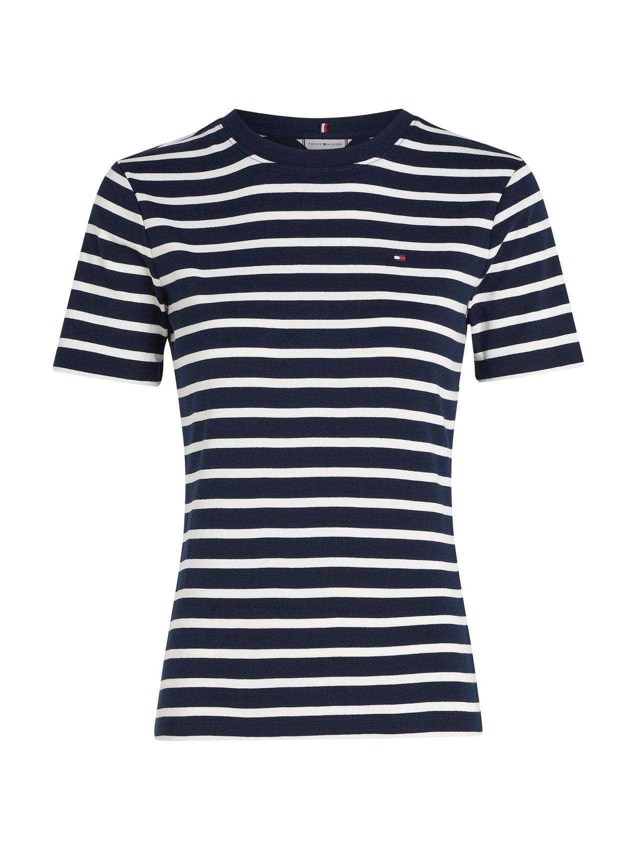 TOMMY HILFIGER Flag Embroidery Crew Neck Slim T-Shirt