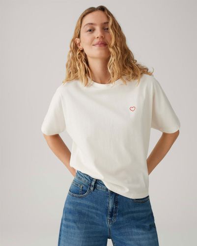 OPUS Baumwollshirt mit Herzstickerei