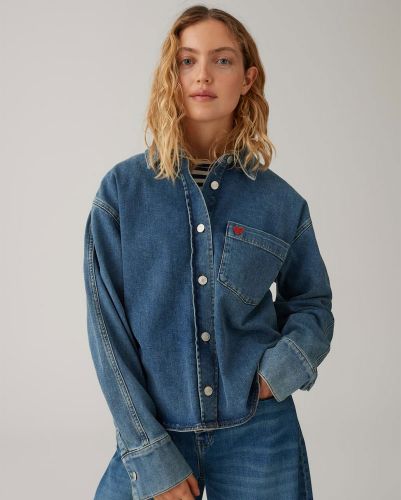 OPUS Jeanshemd mit Herzstickerei