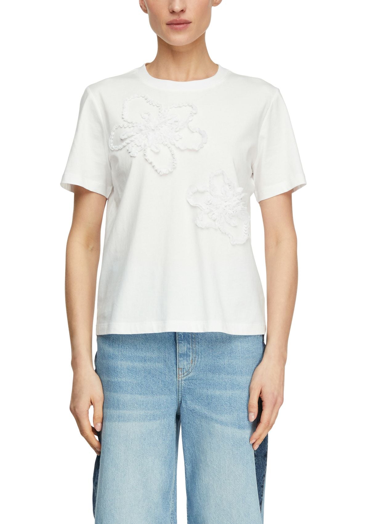 COMMA T-Shirt mit Blumenapplikationen 36