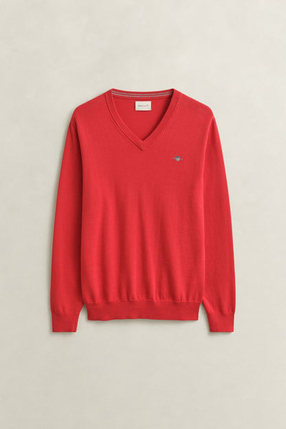 GANT Klassischer V-Neck Pullover aus Baumwolle