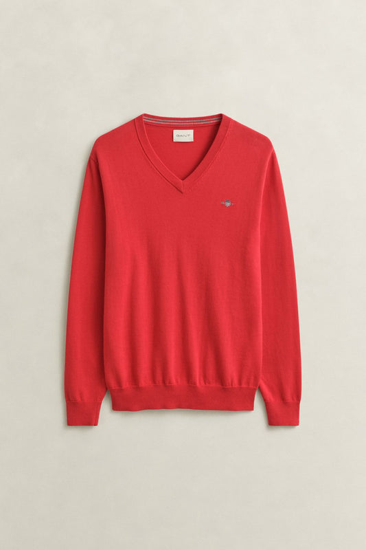 GANT Klassischer V-Neck Pullover aus Baumwolle