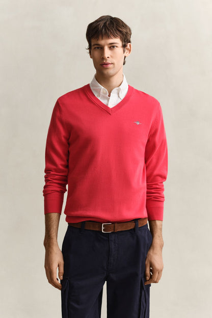GANT Klassischer V-Neck Pullover aus Baumwolle