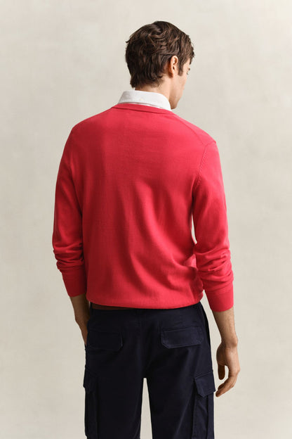 GANT Klassischer V-Neck Pullover aus Baumwolle