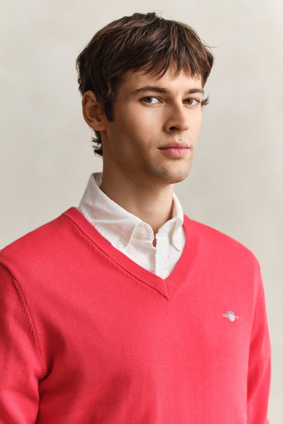 GANT Klassischer V-Neck Pullover aus Baumwolle