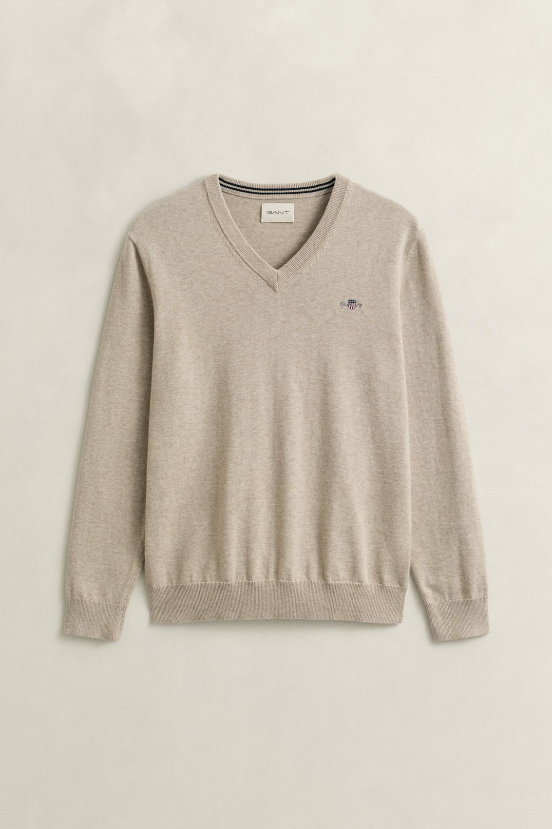 GANT Klassischer V-Neck Pullover aus Baumwolle