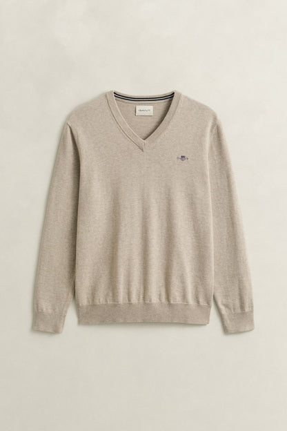 GANT Klassischer V-Neck Pullover aus Baumwolle