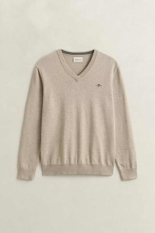 GANT Klassischer V-Neck Pullover aus Baumwolle