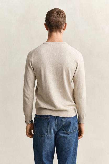 GANT Klassischer V-Neck Pullover aus Baumwolle
