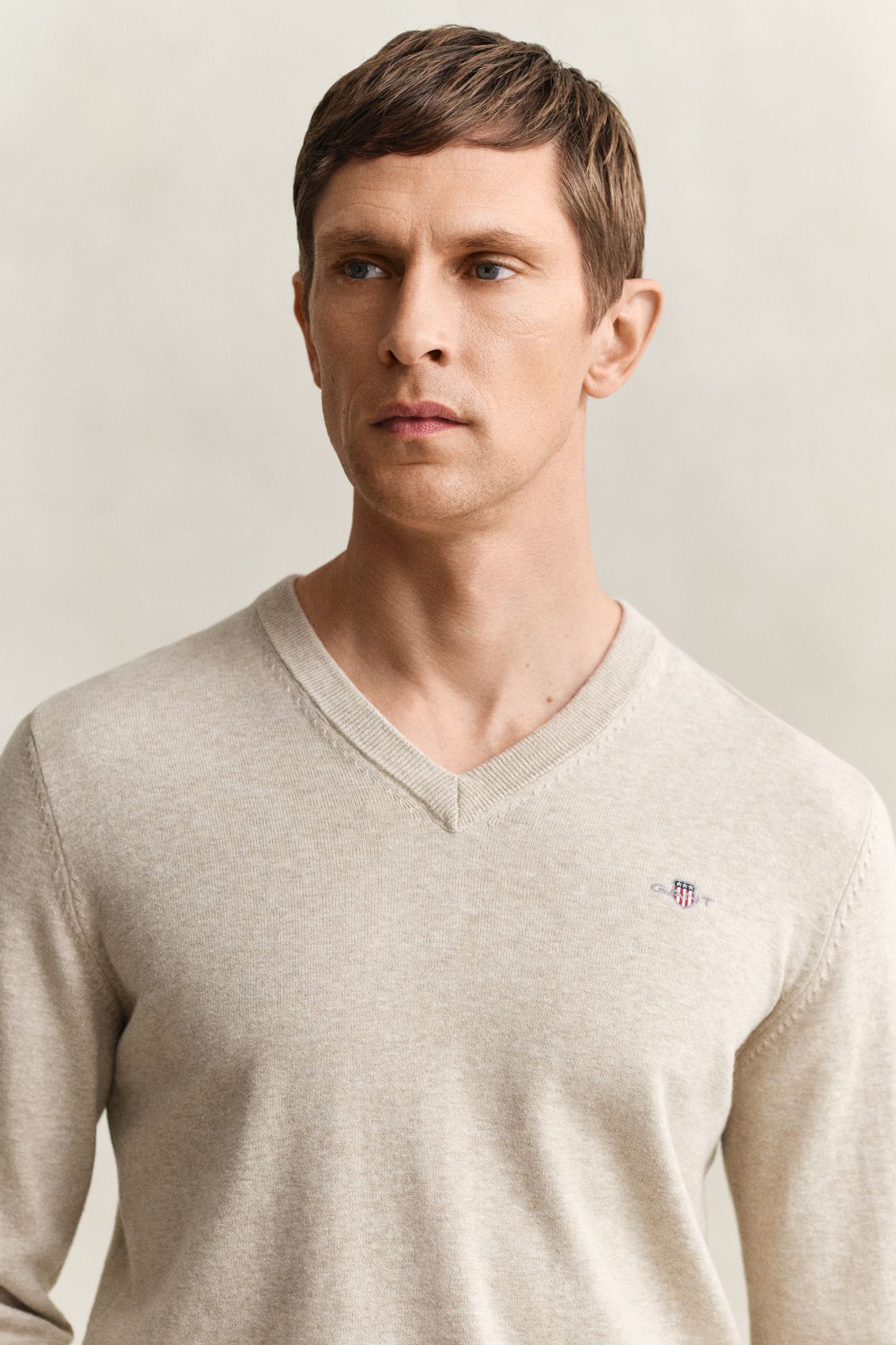 GANT Klassischer V-Neck Pullover aus Baumwolle