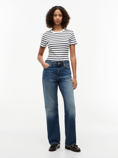 TOMMY HILFIGER Flag Embroidery Crew Neck Slim T-Shirt