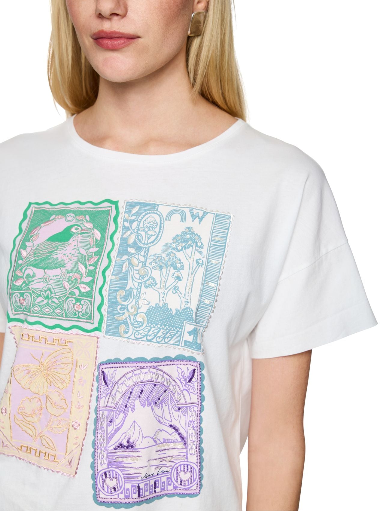 MARC CAIN Verziertes Baumwollshirt
