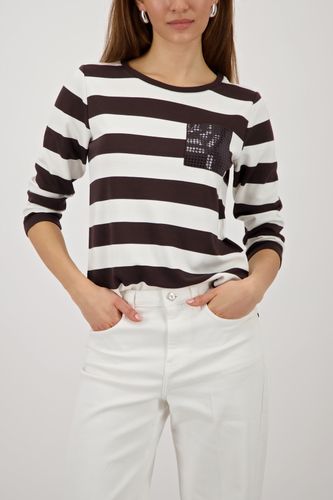 MONARI Sweatshirt, dark chocolate ringel 36