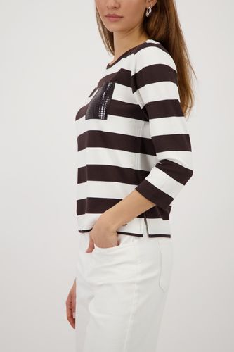 MONARI Sweatshirt, dark chocolate ringel
