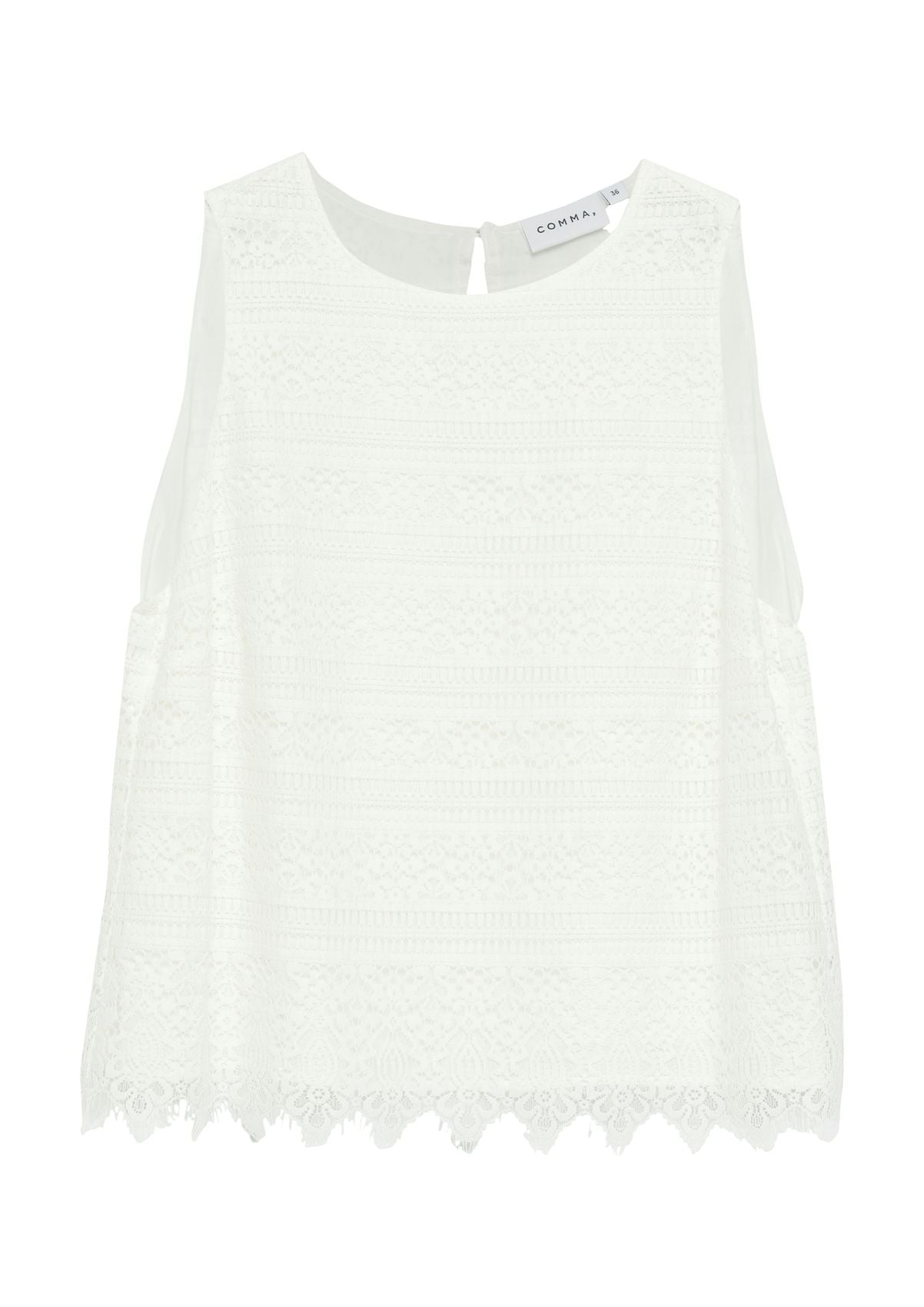 Spitzentop mit Muschelsaum