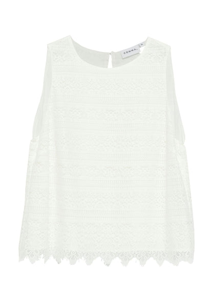 Spitzentop mit Muschelsaum