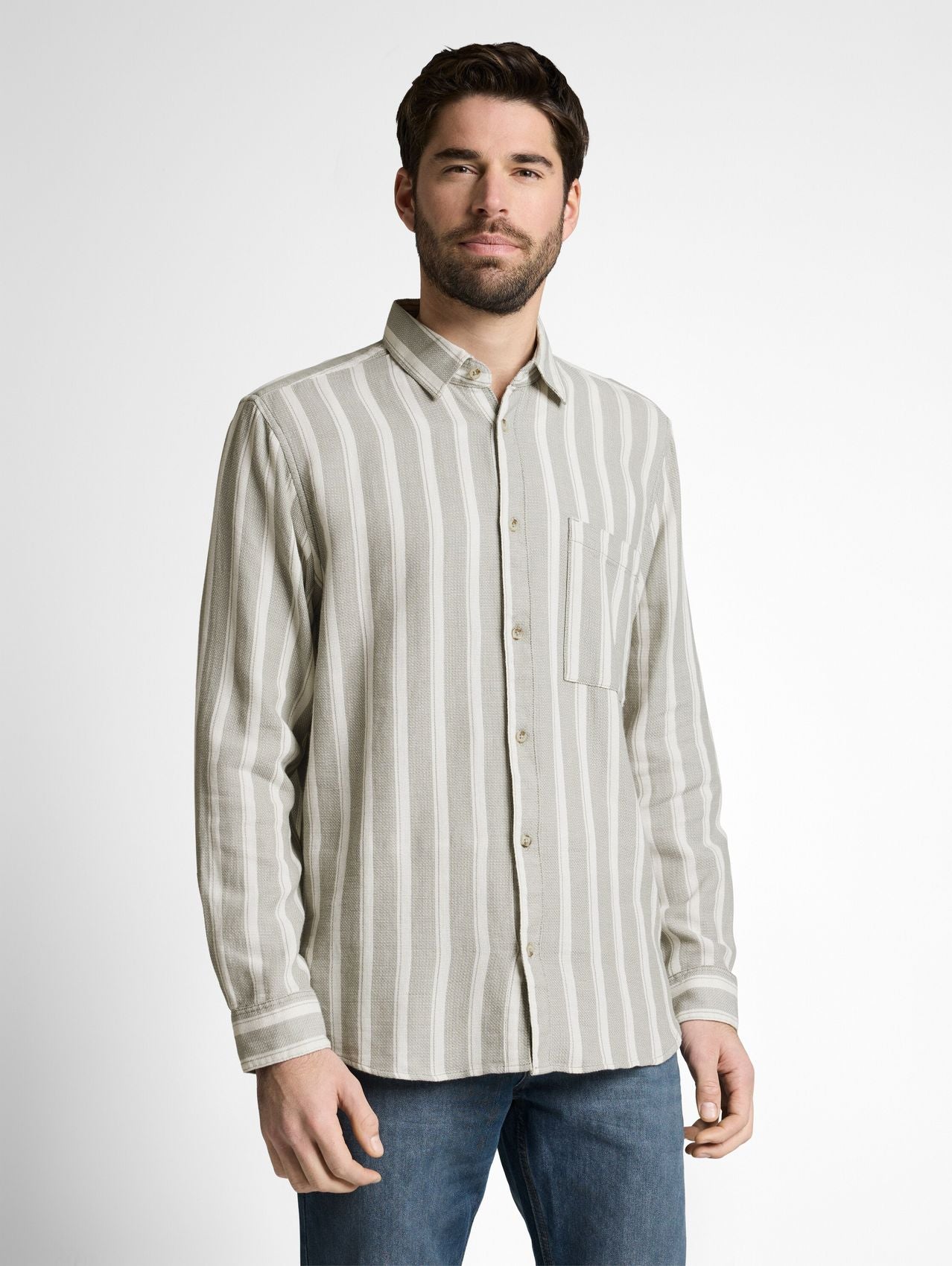 TOM TAILOR Regular Fit Dobby Hemd aus strukturiertem Baumwollstoff