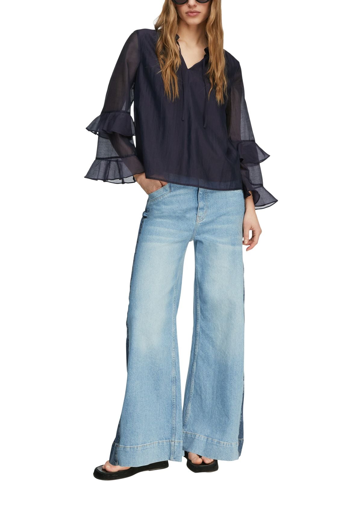 COMMA Bluse mit Trompetenärmeln