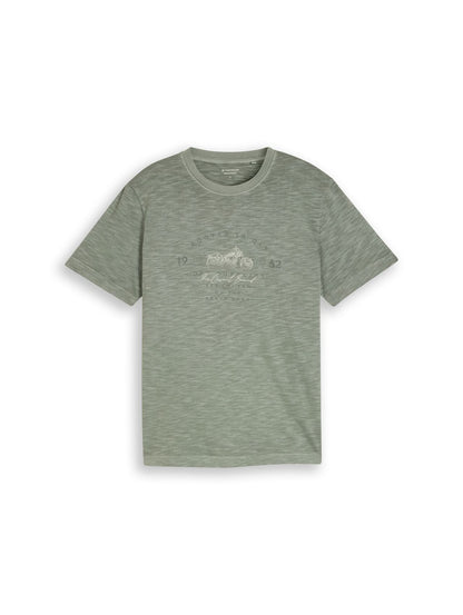 TOM TAILOR T-Shirt in Melange-Optik mit Print